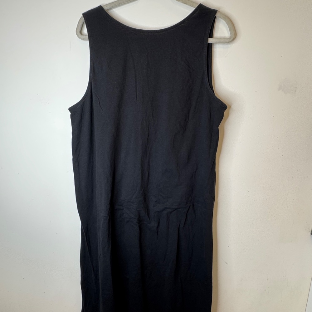Eileen Fisher Black Organic Cotton Sleeveless Tank Dress XL
